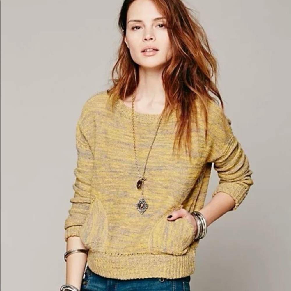 Free People Natural In My Pocket Sweater Alpaca Wool Blend Oversized L